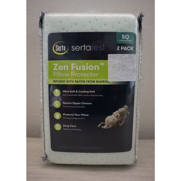 Serta Rest SQ Standard/Queen 20" x 28" Zen Fusion Pillow Protector, 2 Pack - Picture 1 of 5
